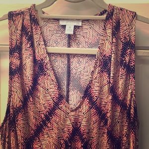 Multi color long dress with hem at waist